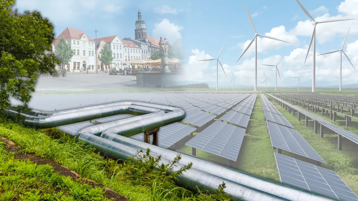 Fotomontage Fernwärme erneuerbare Energien Cottbus