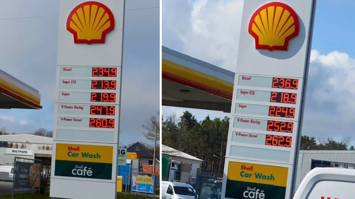 Tankstellen-Preissäulen in Lübben am 1. April 2026