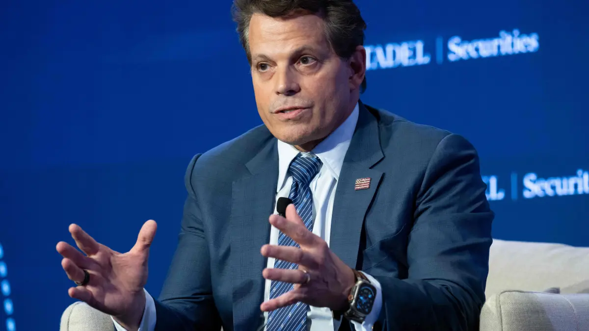 Anthony Scaramucci, founder and Managing Partner of SkyBridge Capital and former White House Communications Director, speaks during the Semafor World Economy 2026 conference in Washington, DC, on April 14, 2026. (Photo by SAUL LOEB / AFP)