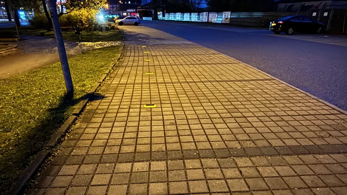 Seit Kurzem sorgen diese gelbumrandeten Teile auf dem Parkplatz am Zoo Hoyerswerda für Aufsehen. Teilweise auch für Verwirrung.