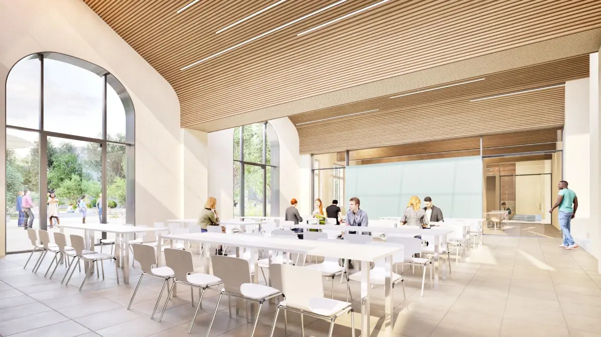 Präsentation des Planungsbüros - Zukunftscampus Spree-Neiße. Haus A und B in Zusammenhang mit Mensa | Kommunikationsflächen, Gestaltung