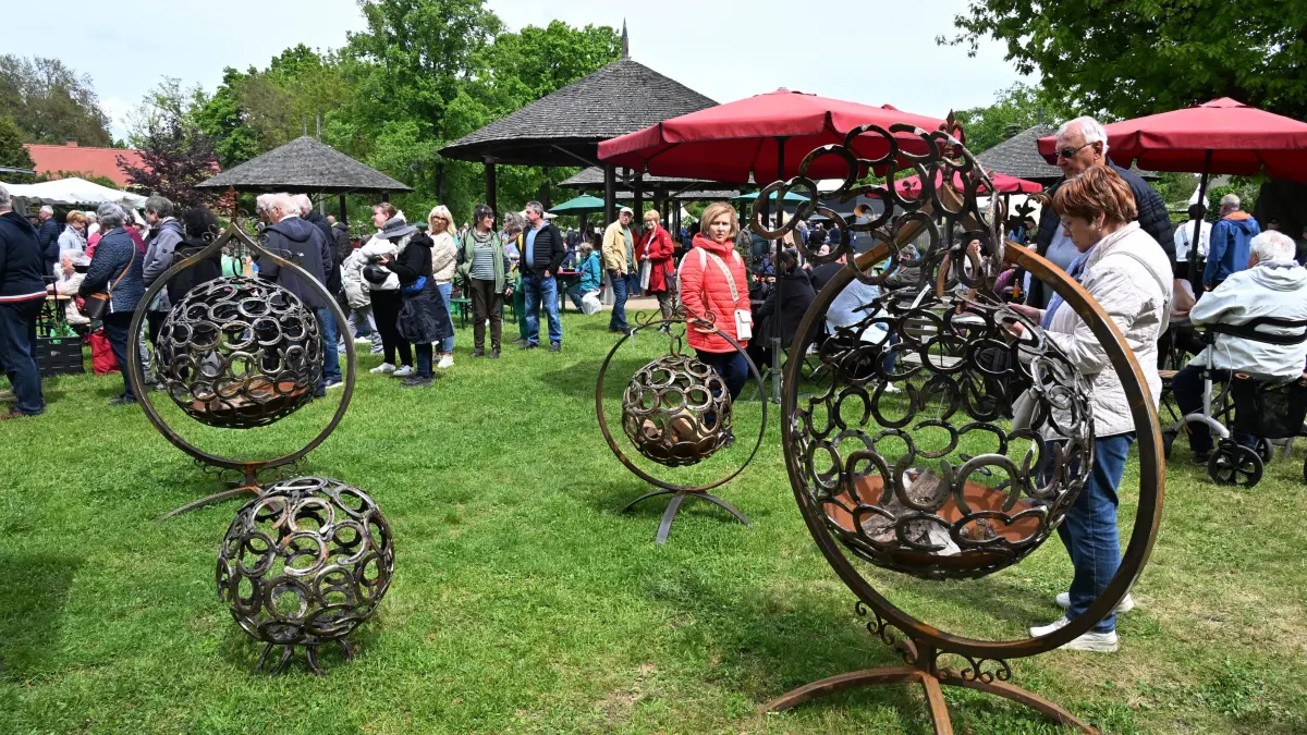 Branitz Gartenfestival 2026: Handgeschmiedete Deko für Feuerschalen.
Noch bis Sonntag verwandelt sich der Hof der Gutsökonomie beim Gartenfestival Park & Schloss Branitz täglich von 10 bis 18 Uhr in eine grüne Oase für Pflanzenliebhaber.