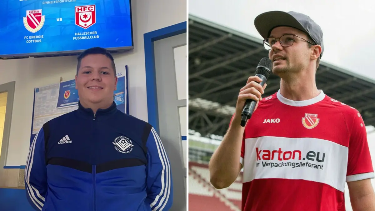 John Hoffmann (li.) von der Spielvereinigung Finsterwalde und Nico