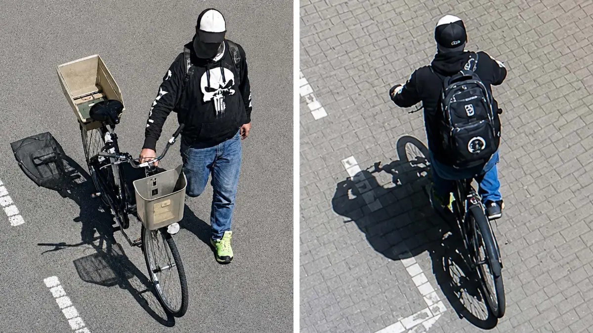 Dreist: In Bad Liebenwerda ist ein unbekannter Mann mit einem Fahrrad (mit Körben, links) gekommen, um dann ein E-Bike zu entwenden, und damit wegzufahren.