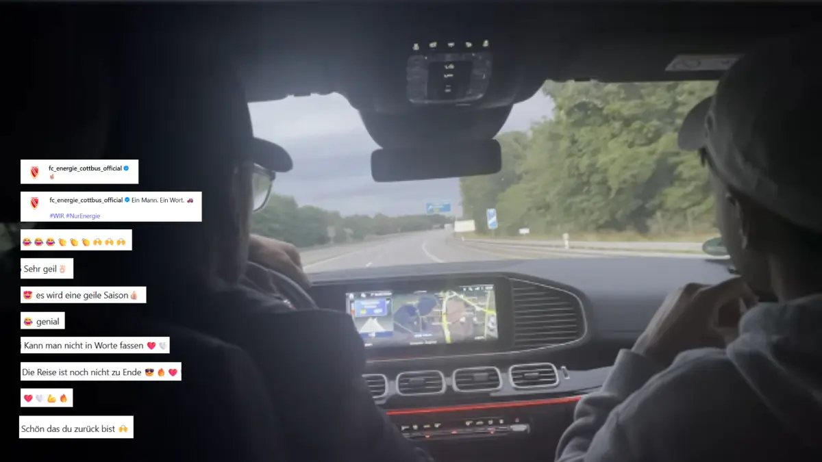 Das Netz feiert die gemeinsame Autofahrt von Energie-Trainer Claus-Dieter Wollitz mit Neuzugang Leonardo Bittencourt.