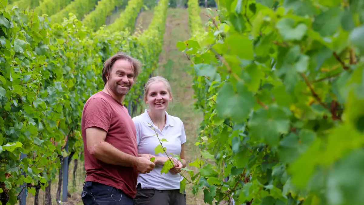 Das Weingut Marbach bildet Axinja Aurelie Laubmann zur Weintechnologin aus. Dieser Beruf wird erstmalig in der Handwerkskammer Cottbus ausgebildet