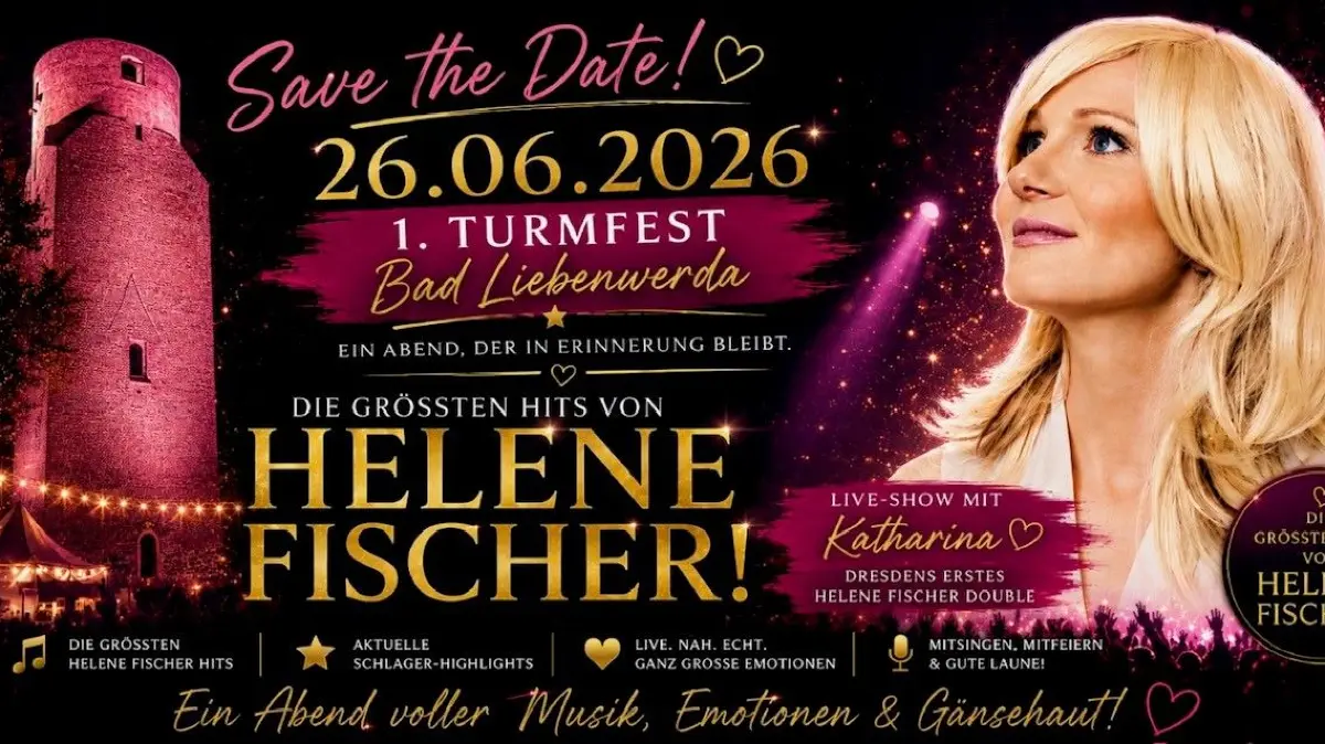 Zum 1. Turmfest in Bad Liebenwerda wird mit Katharina Sachsens erstes Helene-Fischer-Double erwartet.