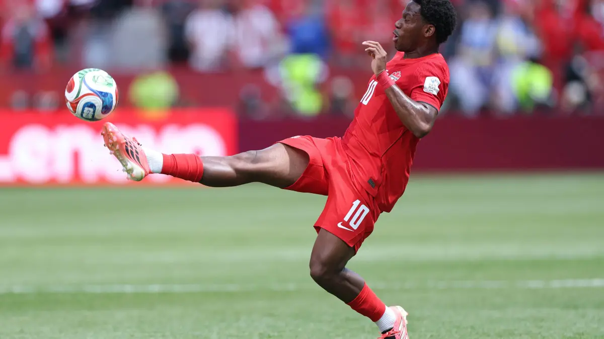 Canada v Bosnia and Herzegovina: Group B - FIFA World Cup 2026: TORONTO, ONTARIO - JUNE 12: Jonathan David of Canada lcontrols the ball during the FIFA World Cup 2026 Group B match between Canada and Bosnia and Herzegovina at Toronto Stadium on June 12, 2026 in Toronto, Ontario. Francois Nel/Getty Images/AFP (Photo by Francois Nel / GETTY IMAGES NORTH AMERICA / Getty Images via AFP)