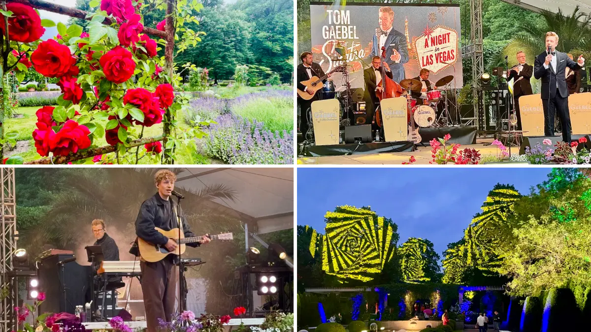 Rosenpracht, Lichtinstallationen und hochkarätige Musiker wie Tom Gaebel und Tim Bendzko haben die Rosengartenfesttage 2026 in Forst (Lausitz) wieder zu einem Open-Air-Event der Extraklasse gemacht.