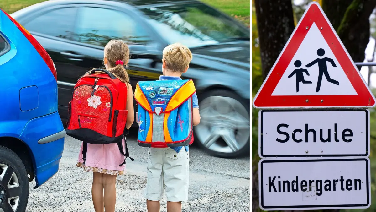 Autos und Blitzer vor Kita und Schulen