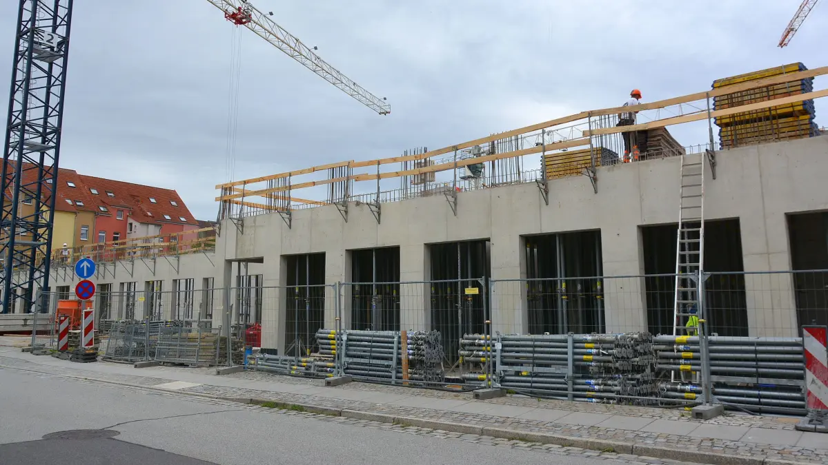 Baustelle BOS in Spremberg, Blick von der Friedrichstraße