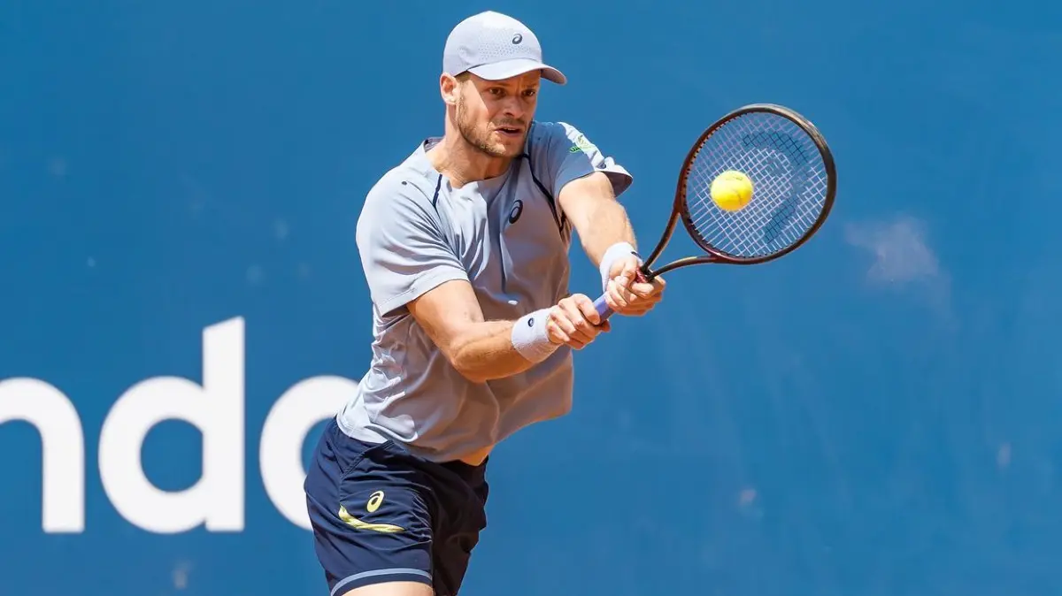 ATP-Tour - Kitzbühel: 20.07.2026, Österreich, Kitzbühel: Tennis: ATP-Tour, Einzel, Herren, 1. Runde, Neumayer (Österreich) - Hanfmann (Deutschland) Yannick Hanfmann in Aktion. Foto: Expa/ Johann Groder/APA/dpa +++ dpa-Bildfunk +++