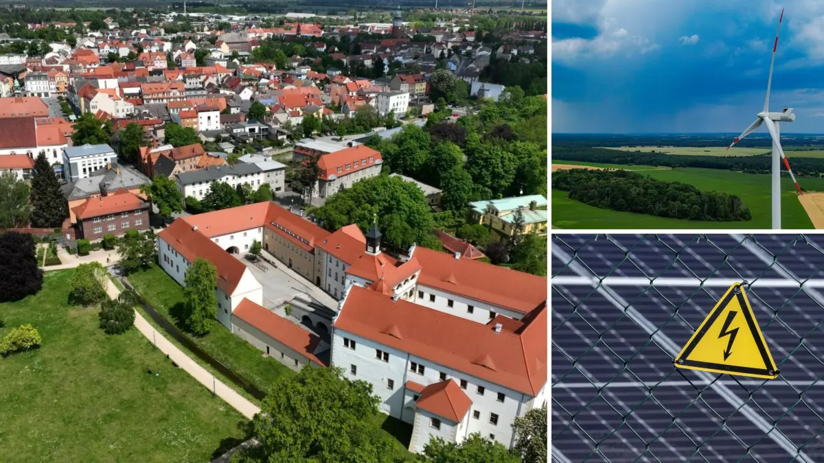Finsterwalde Luftaufnahme Solar Windkraft Energie Energiepolitik Photovoltaik