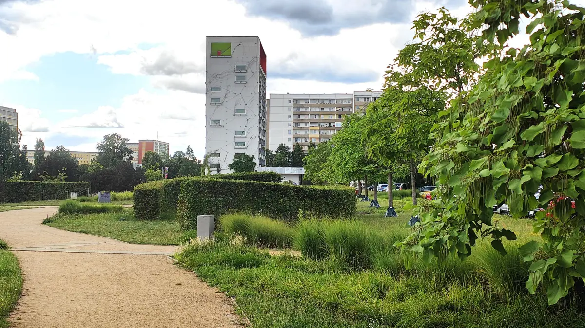 Park und Hochhaus - In Hoyerswerda gibt es nicht den einen Ort zum Küssen.