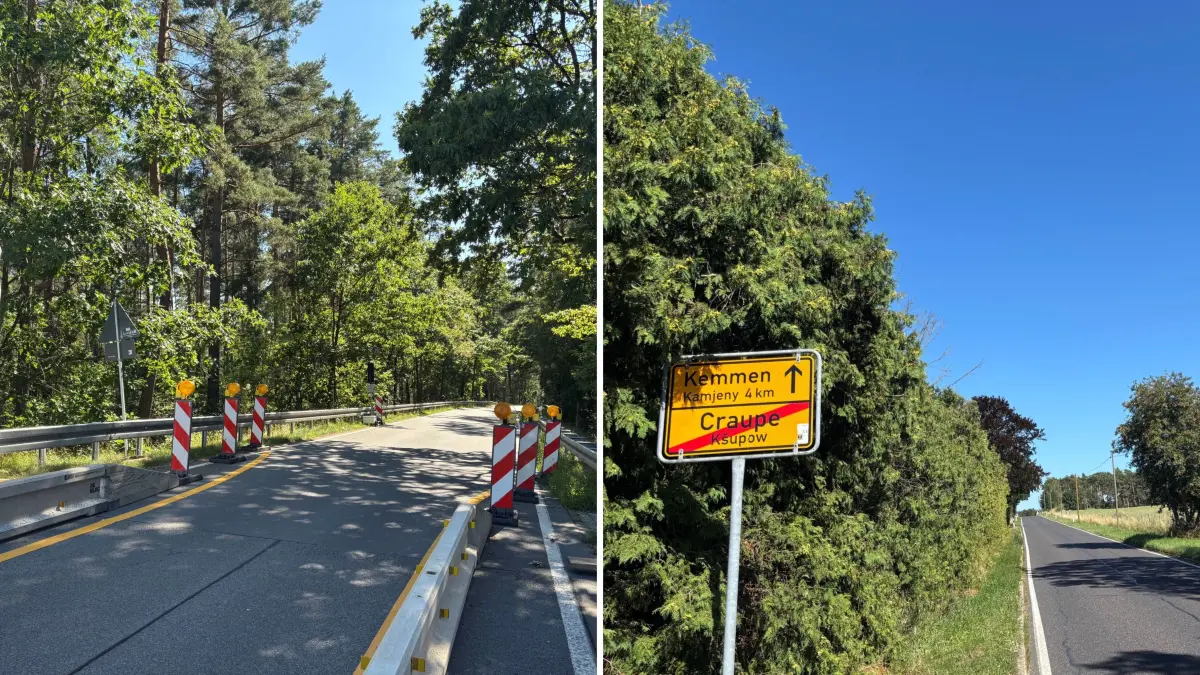 Fahrbahnerneuerung auf der Kreisstraße K6625 zwischen Brücke über A13 und Craupe (Calau).