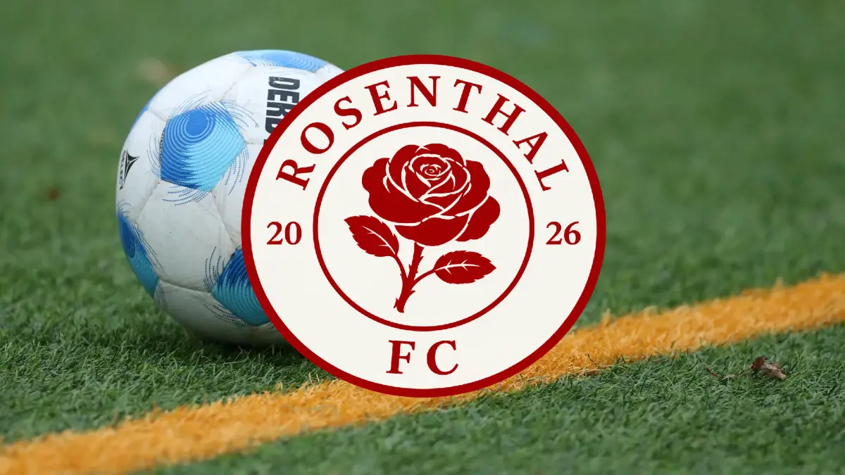 Das Vereinslogo des Rosenthal FC. Die Gründer des Vereins planen, in 15 Jahren in der Bundesliga zu spielen. Sie starten in der Kreisliga C.