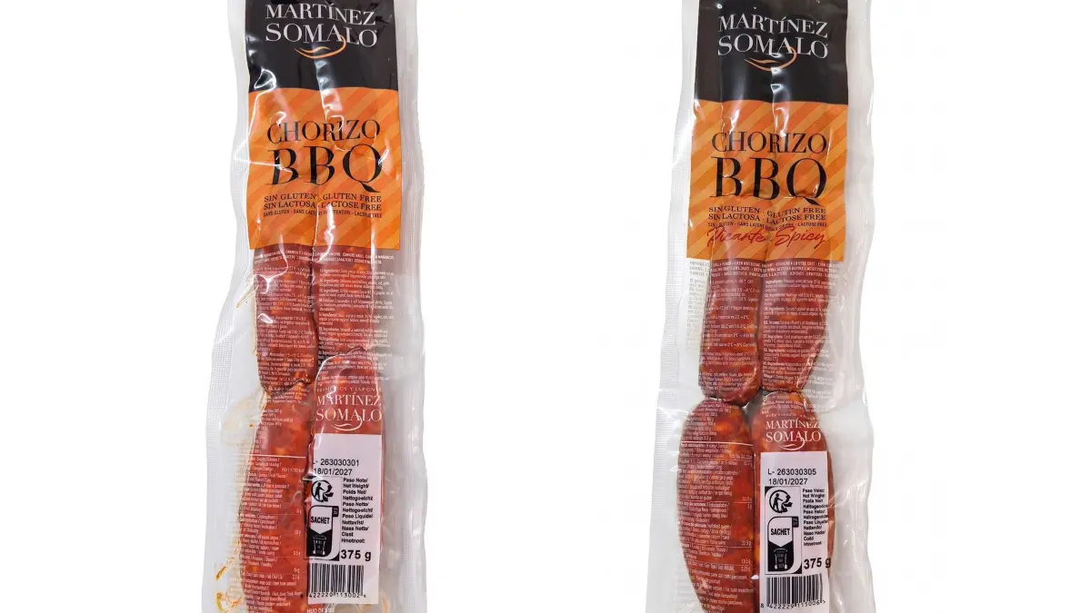 Lidl in Deutschland informiert über einen Warenrückruf der Produkte „Martínez Somalo Chorizo BBQ, 375g“ und „Martínez Somalo Chorizo BBQ Picante Spicy, 375g“