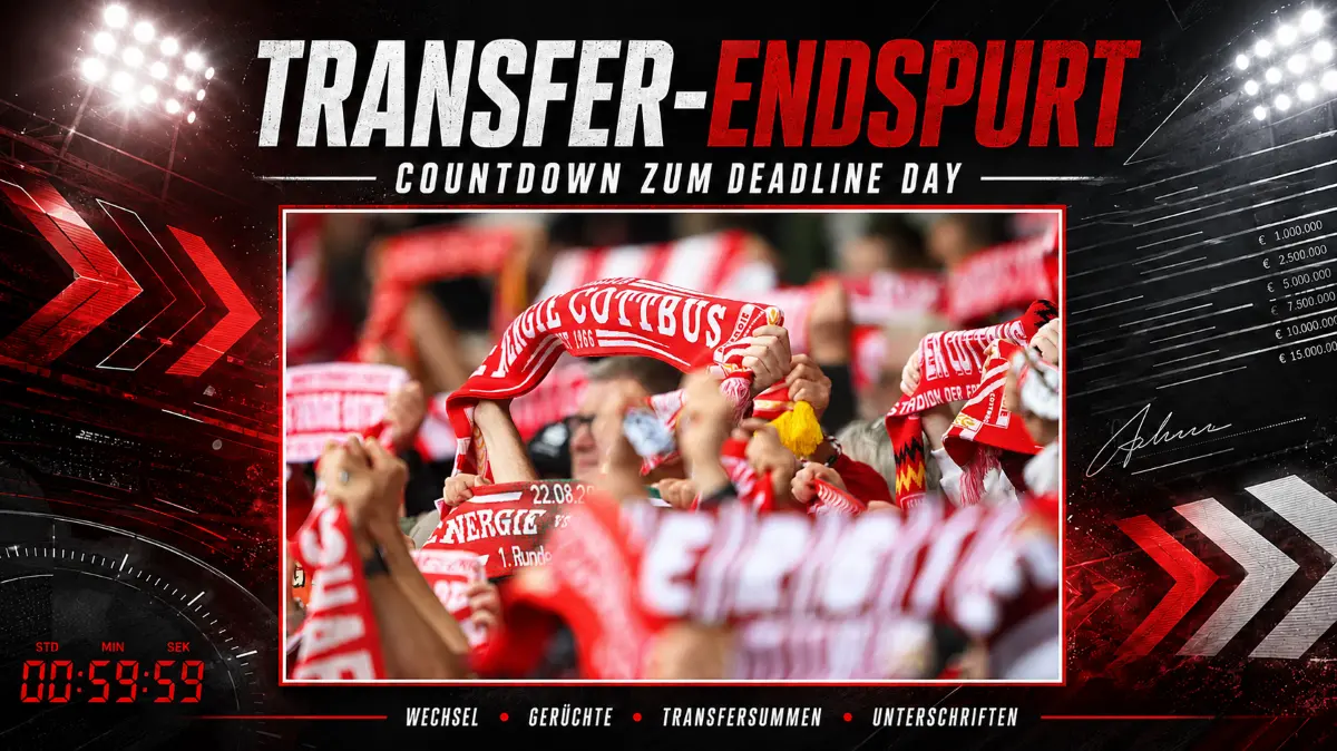 Der Deadline Day steht bevor. Am 1. September endet für Energie Cottbus und alle Vereine in den fünf wichtigsten europäischen Fußball-Ligen die Transferperiode. Wer holt sich noch Verstärkungen für die Saison 2026/27?
