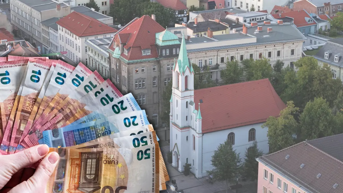 Fotomontage Geld Cottbuser Innenstadt