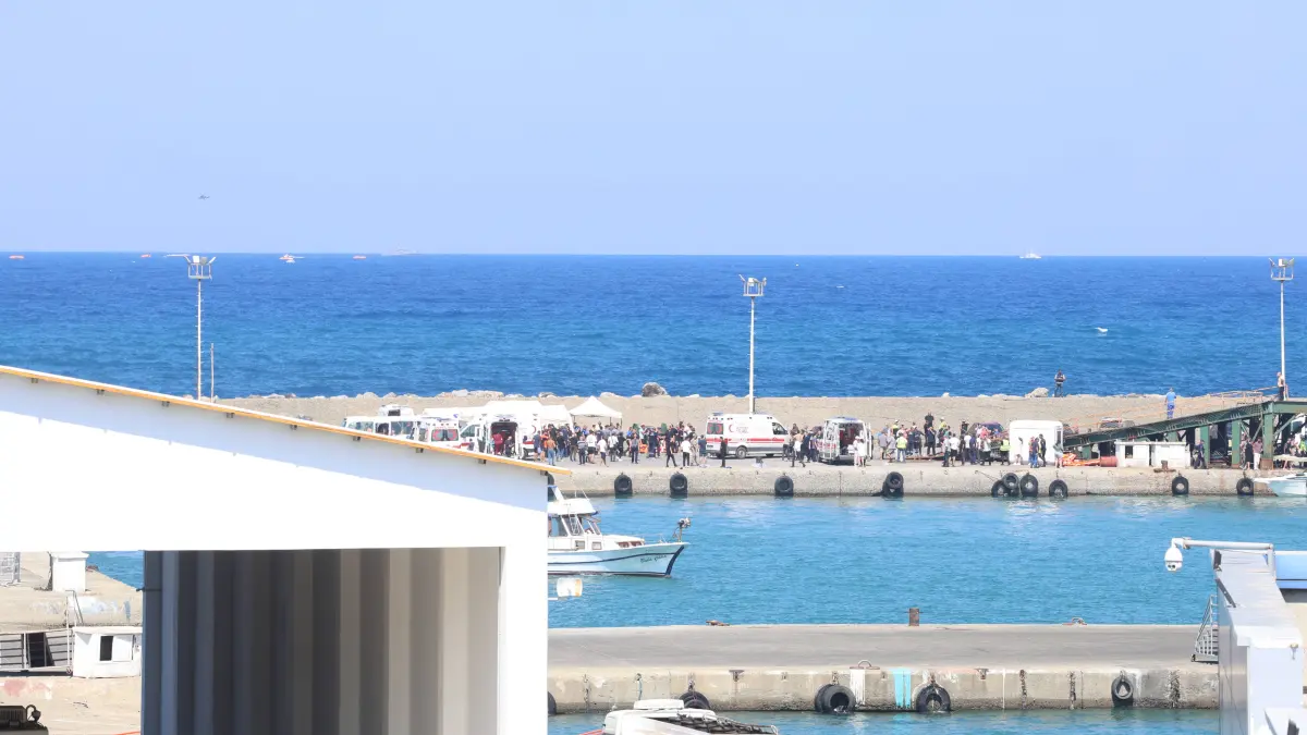 Rescue operations continue for ferry taking on water off Kyrenia coast: Rescue operations continue for ferry taking on water off Kyrenia coast KYRENIA, TURKISH REPUBLIC OF NORTHERN CYPRUS - AUGUST 30 : Search and rescue operations continue after a ferry that departed from Kyrenia Harbor took on water in Kyrenia, Turkish Republic of Northern Cyprus on August 30, 2026. Ali Ruhluel / Anadolu Kyrenia Turkish Republic of Northern Cyprus. Editorial use only. Please get in touch for any other usage. PUBLICATIONxNOTxINxTURxUSAxCANxUKxJPNxITAxFRAxAUSxESPxBELxKORxRSAxHKGxNZL Copyright: x2026xAnadoluxAlixRuhluelx