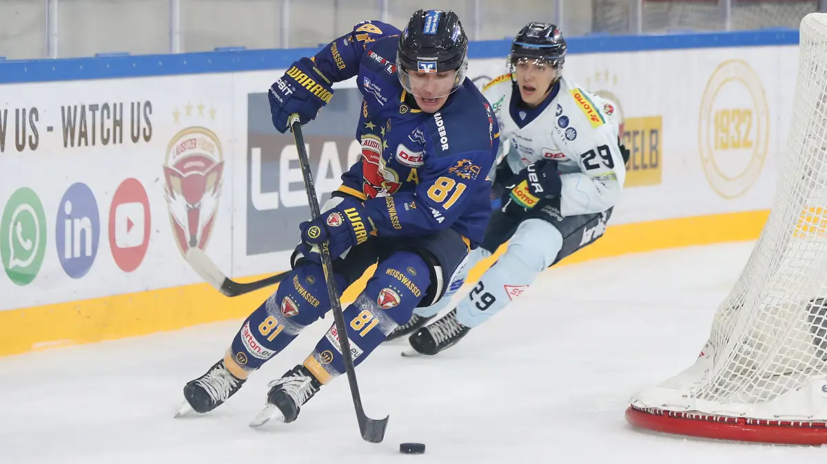 Lausitzer Fuechse vs. Dresdner Eisloewen: 04.09.2026, Weisswasser, Lausitzer Fuechse vs. Dresdner Eisloewen
Connor Hannon (81, Lausitzer Fuechse) Lukas Buschbeck (29, Dresdner Eisloewen)