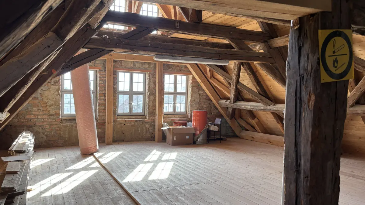 Dachboden im Bürgerhaus am Markt 13 in Luckau