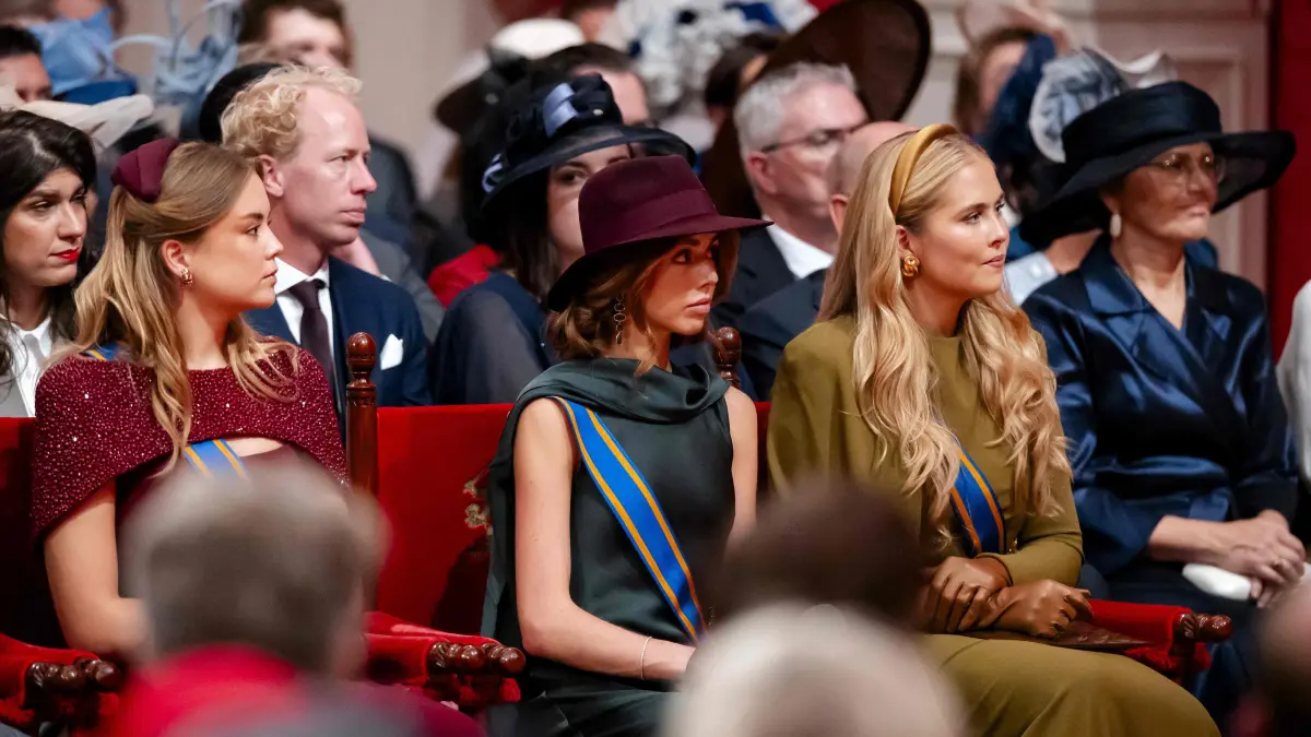NETHERLANDS-ROYALS-POLITICS: (From L) Dutch Princess Ariane, Princess Alexia, and Princess Amalia listen to Dutch King's speech to members of the Senate and the House of Representatives during the Prinsjesdag in The Hague on September 15, 2026. (Photo by Remko de Waal / ANP / AFP) / Netherlands OUT
