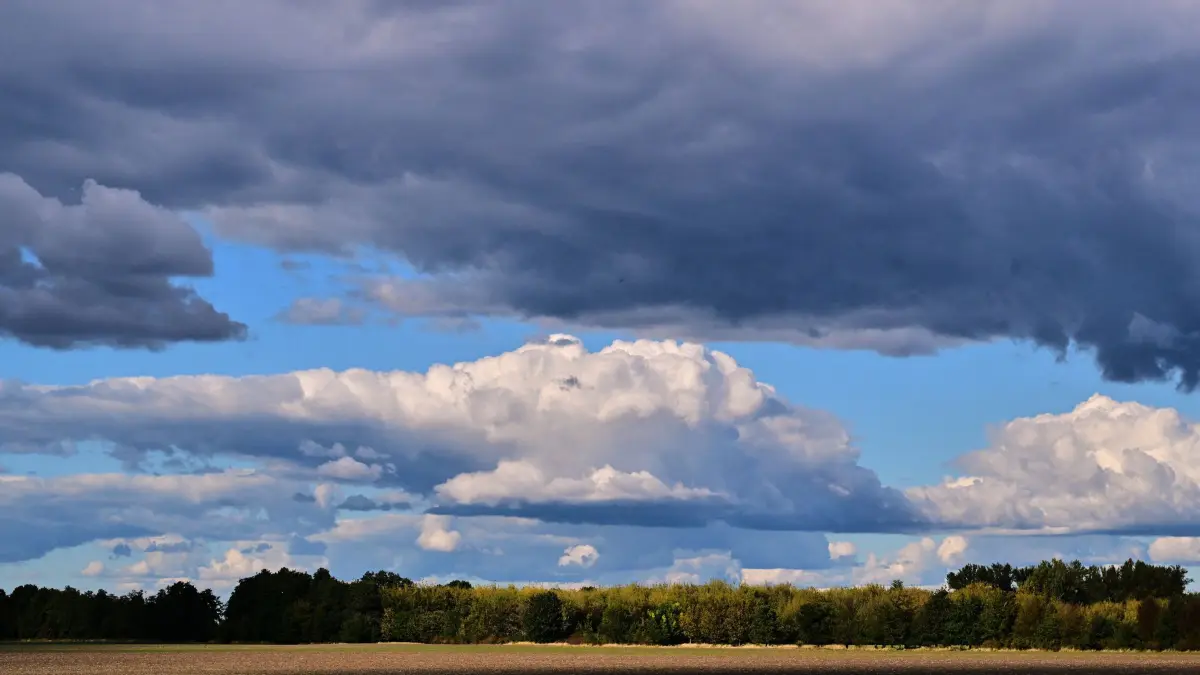 Wetter in Brandenburg: Herbststimmung über der weiten Landschaft des Oderbruchs, einer Kulturlandschaft im östlichen Brandenburg. Der Herbst 2026 hatte bereits meteorologisch am 1. September begonnen und der kalendarische (astronomische) Herbstanfang ist am 23. September. (zu dpa: «Wolken und etwas Regen erwartet»)
