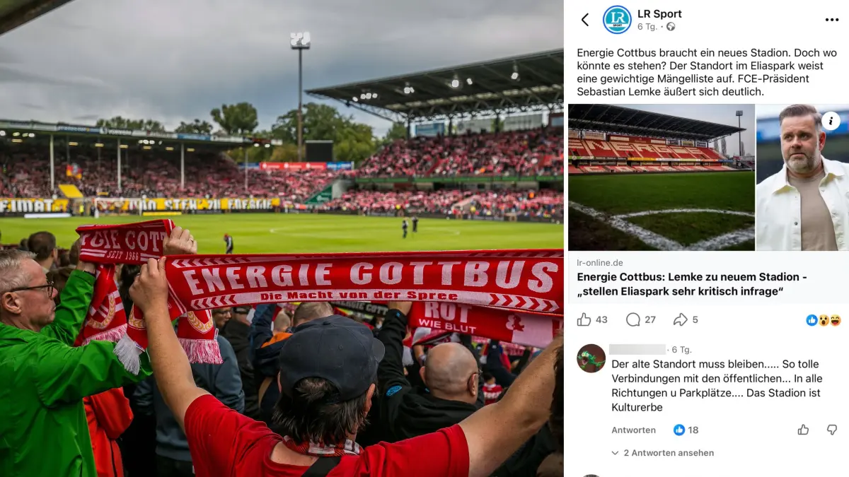 Fans von Energie Cottbus im Leag Energie Stadion