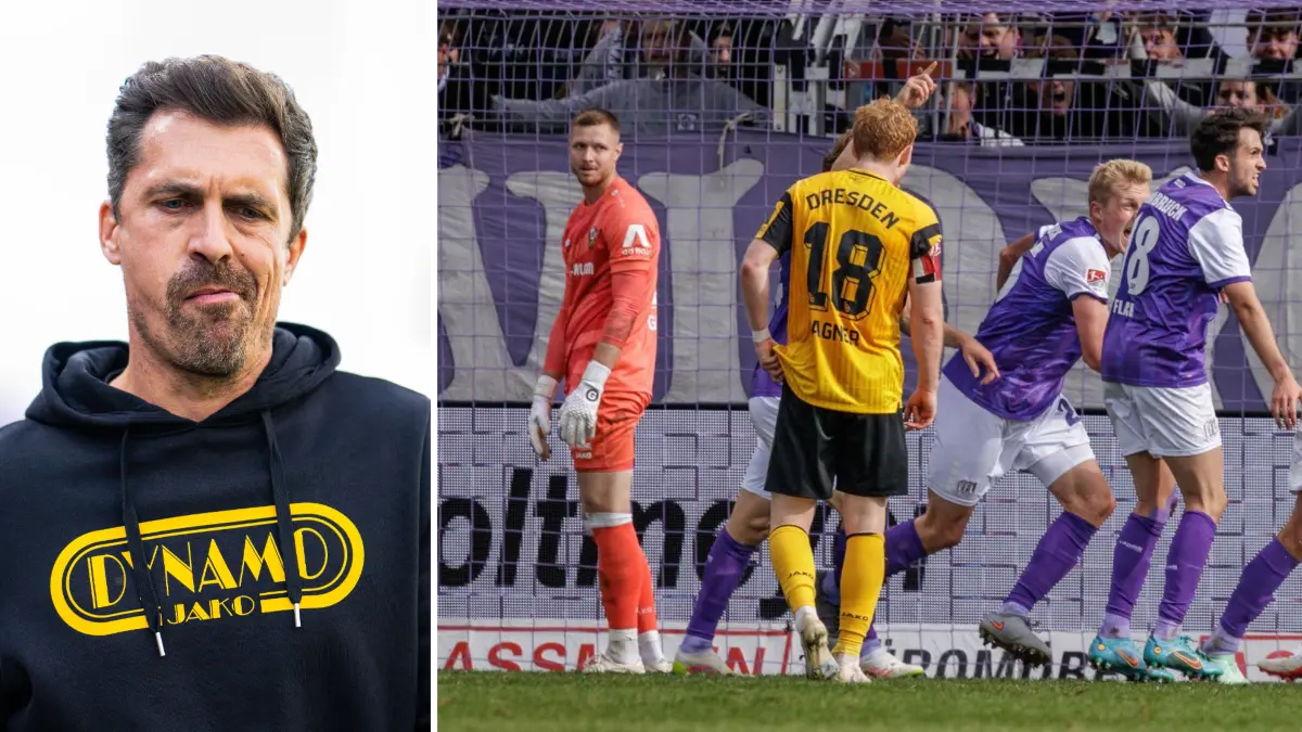 Kurz vor Schluss kassierte Lennart Grill bei seinem Comeback im Tor von Dynamo Dresden das Gegentor des VfL Osnabrück.