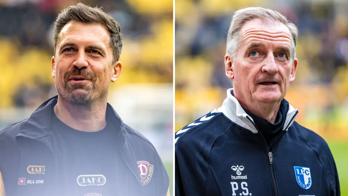 Die Trainer Thomas Stamm von Dynamo Dresden und Petrik Sander vom 1. FC Magdeburg fanden nach dem Derby in der 2. Bundesliga klare Worte.