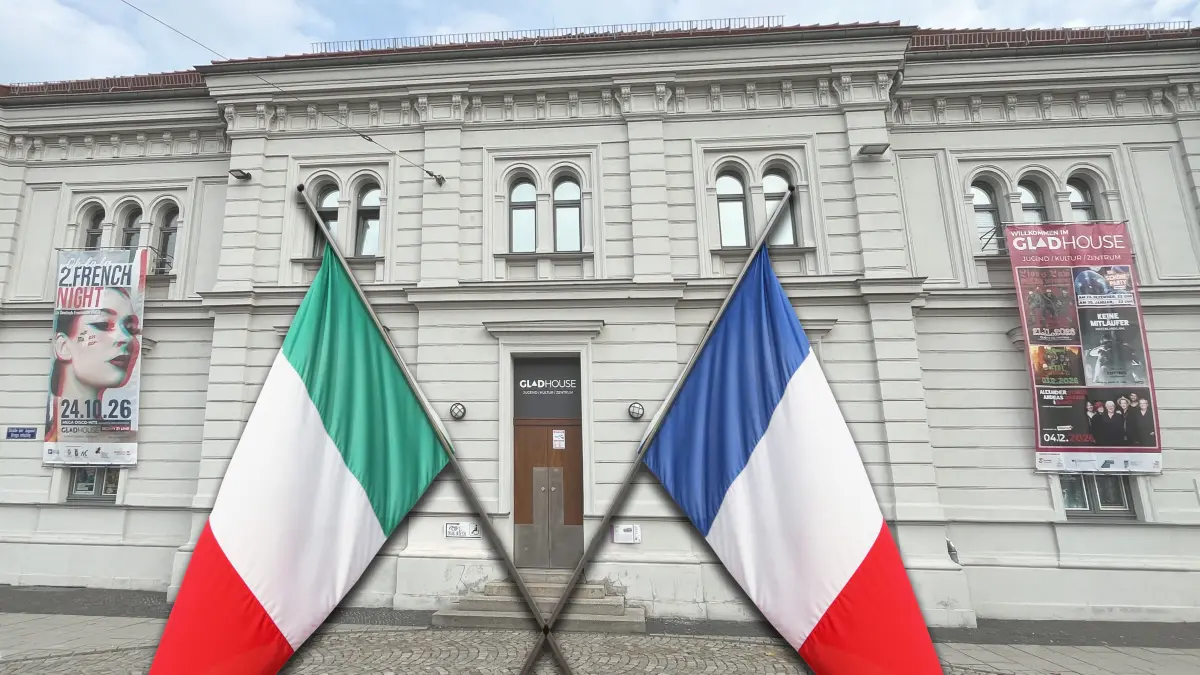 Fotomontage Gladhouse Italienische Französische Flagge