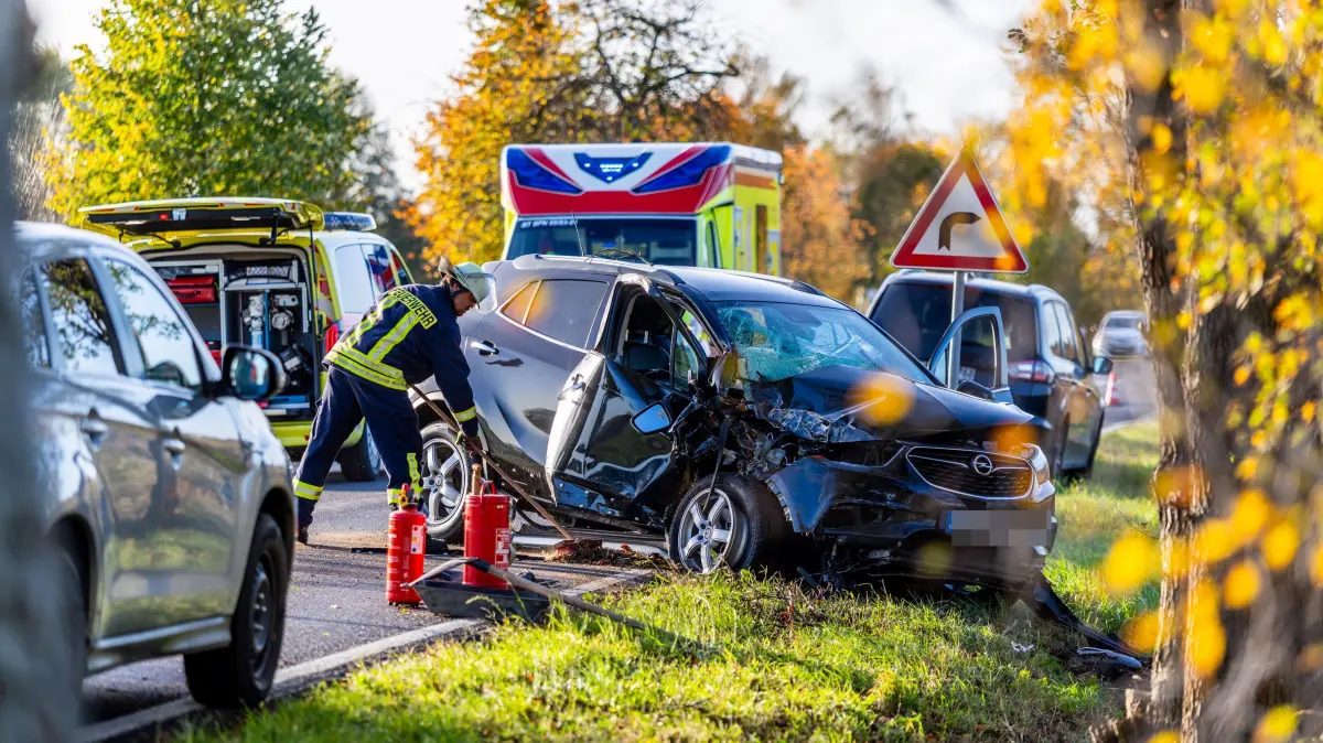Ein Auto kommt von der L51 bei Byhleguhre von der Fahrbahn ab und fährt gegen einen Baum. Dabei reißt der Pkw mehrere Verkehrszeichen mit. Person am Steuer verletzt.